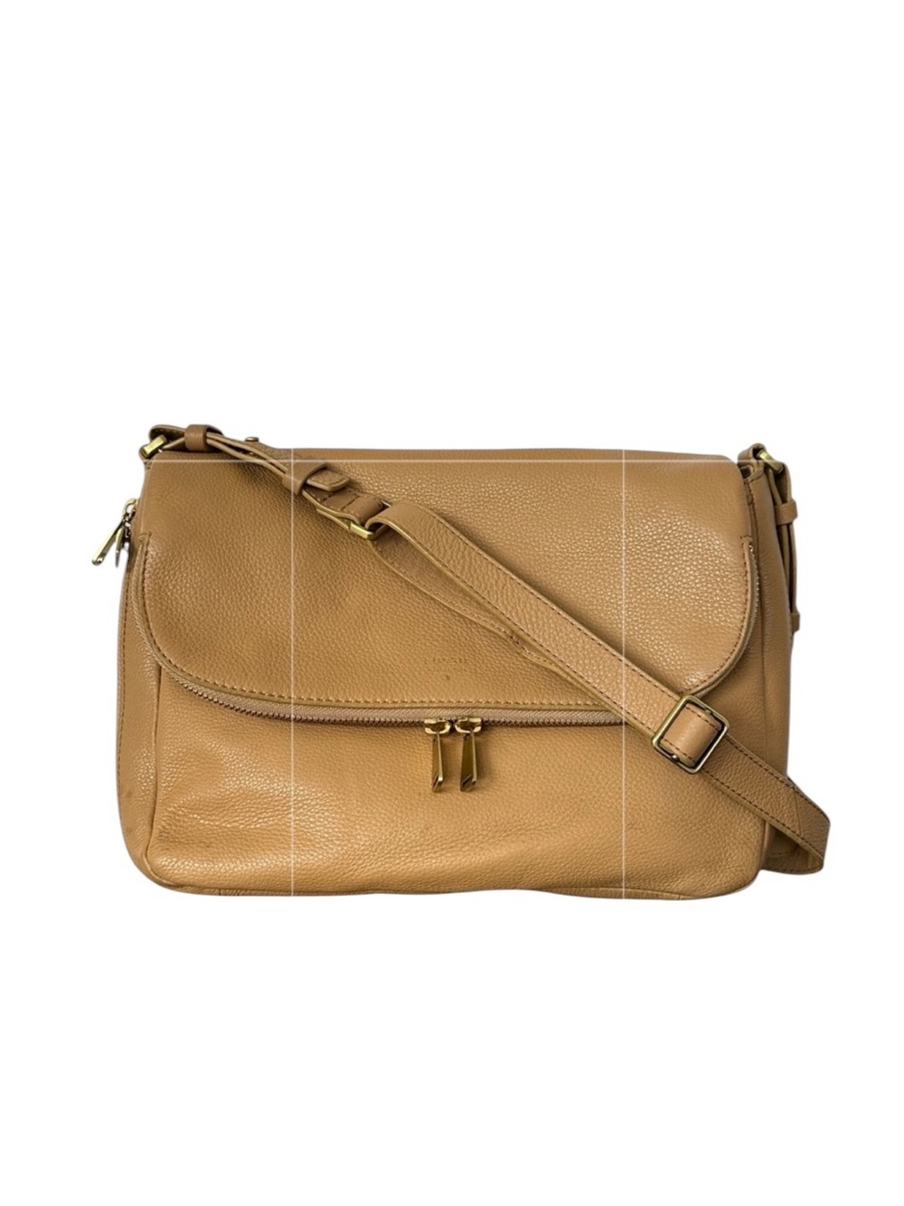 Fossil Preston Pebble‎ Leather Flap Front Shoulder Bag Crossbody Purse Camel Tan